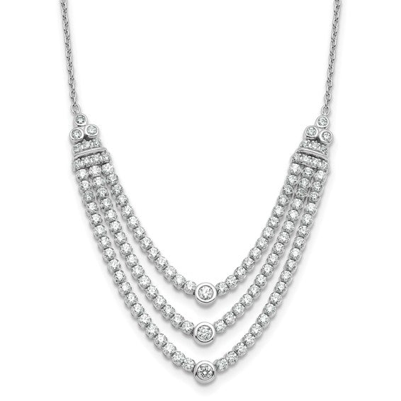 14k White Gold 2 3/4 carat Lab Grown Diamond VS/SI+ G+ 18 inch Triple Layer Necklace