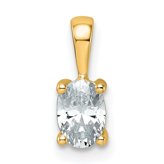 14k 1 carat Certified Lab Grown Diamond VS+ F+ Oval Complete Four Prong Pendant