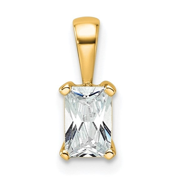 14k 1 carat Certified Lab Grown Diamond VS+ F+ Radiant Complete Four Prong Pendant
