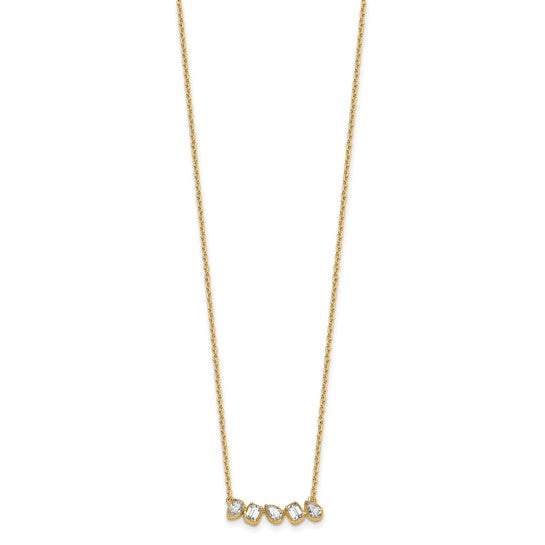 True Origin 14K Yellow Gold 5/8 carat Lab Grown Diamond VS+ F+ 18 in Complete Fashion Bar Necklace