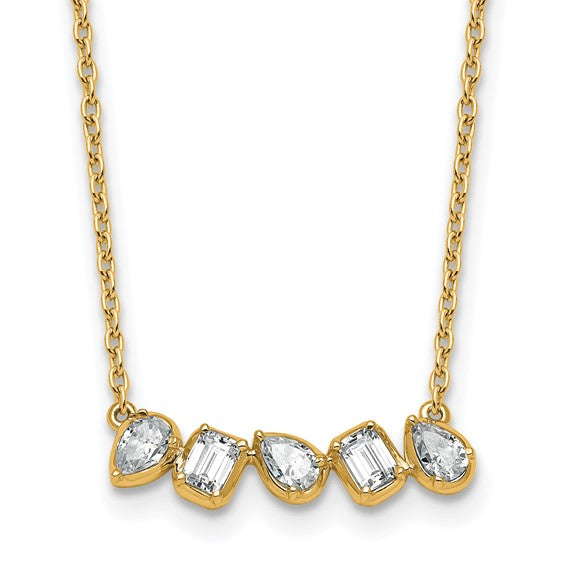 True Origin 14K Yellow Gold 5/8 carat Lab Grown Diamond VS+ F+ 18 in Complete Fashion Bar Necklace