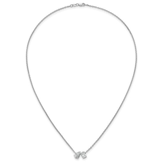 True Origin 14K White Gold 1 1/2 carat Lab Grown Diamond VS+ F+ 18 in Complete Two Stone Necklace