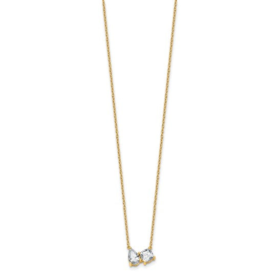 True Origin 14K Yellow Gold 1 3/4 carat Lab Grown Diamond VS+ F+ 18 in Complete Two Stone Necklace
