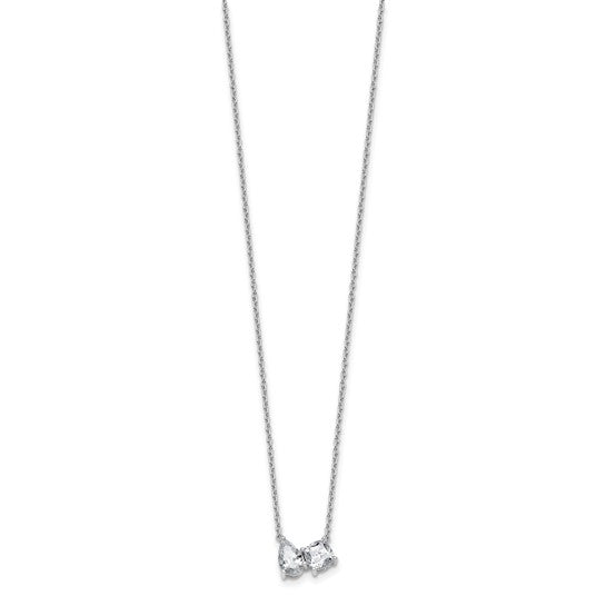 True Origin 14K White Gold 1 3/4 carat Lab Grown Diamond VS+ F+ 18 in Complete Two Stone Necklace