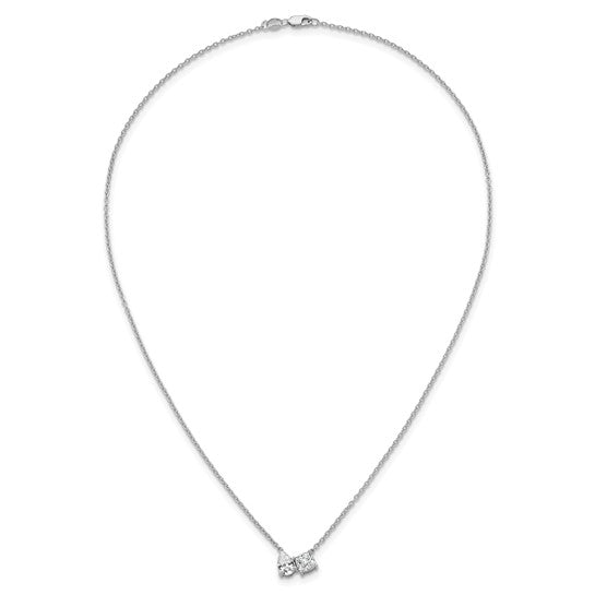 True Origin 14K White Gold 1 3/4 carat Lab Grown Diamond VS+ F+ 18 in Complete Two Stone Necklace