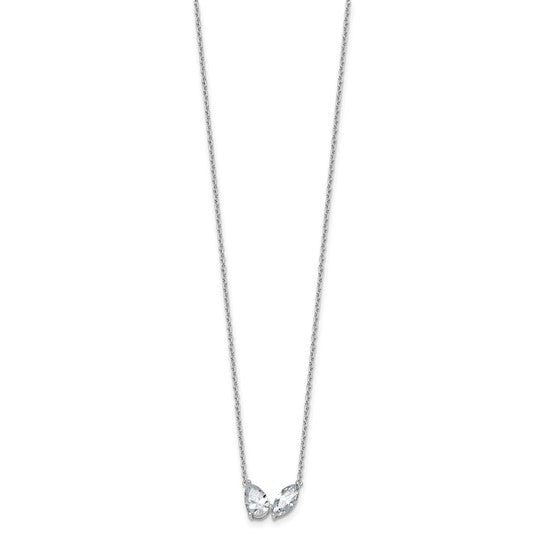 True Origin 14K White Gold 1 5/8 carat Lab Grown Diamond VS+ F+ 18 in Complete Two Stone Necklace