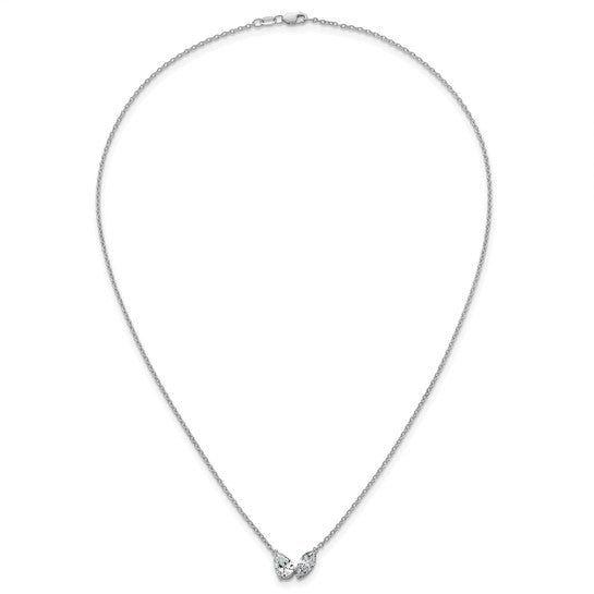 True Origin 14K White Gold 1 5/8 carat Lab Grown Diamond VS+ F+ 18 in Complete Two Stone Necklace