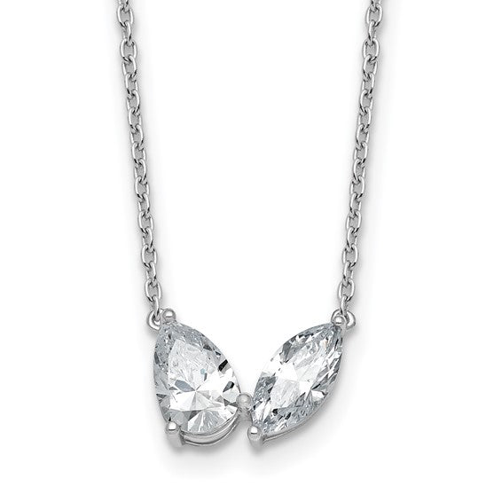 True Origin 14K White Gold 1 5/8 carat Lab Grown Diamond VS+ F+ 18 in Complete Two Stone Necklace