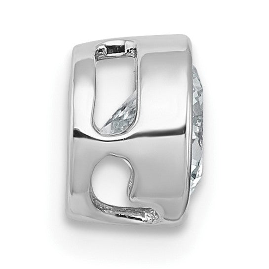 14k White Gold 1 carat Lab Grown Diamond VS+ F+ Round Complete Bezel Set Chain Slide Pendant