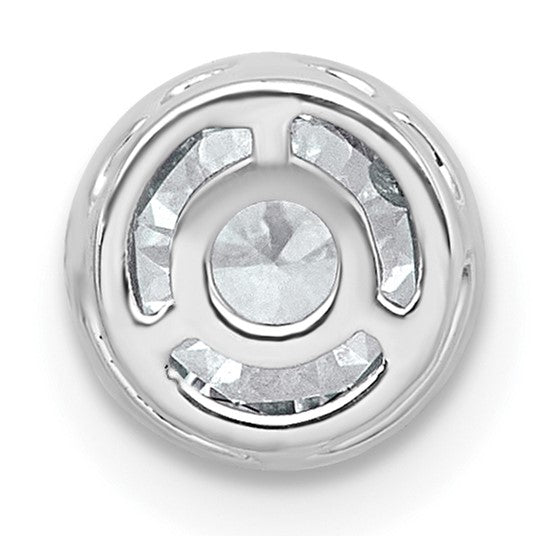 14k White Gold 1 carat Lab Grown Diamond VS+ F+ Round Complete Bezel Set Chain Slide Pendant