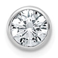 14k White Gold 1 carat Lab Grown Diamond VS+ F+ Round Complete Bezel Set Chain Slide Pendant