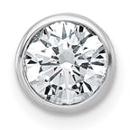 14k White Gold 1 carat Lab Grown Diamond VS+ F+ Round Complete Bezel Set Chain Slide Pendant