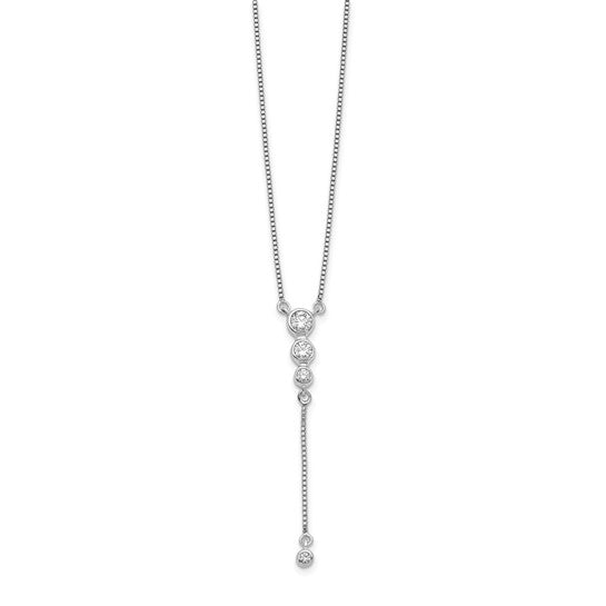 14k White Gold 1/4 carat Lab Grown Diamond VS/SI+ G+ 17.5 inch Dangle Necklace
