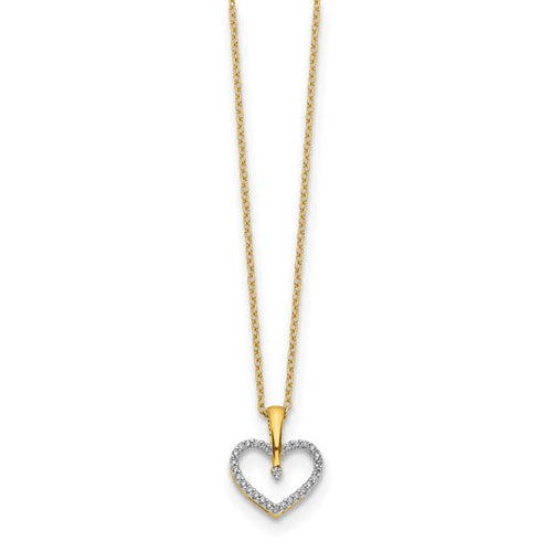 14k 1/6 carat Diamond Heart Pendant 18 inch Necklace