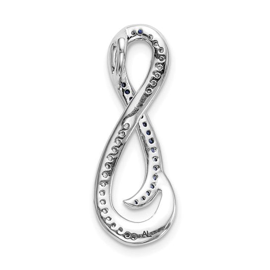 14k White Gold 1/5 carat White and Blue Diamond Infinity Chain Slide