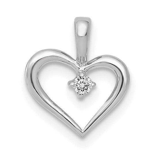 14K White Gold 1/20 carat AA Diamond Heart Pendant