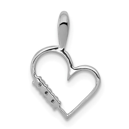 14k White Gold 1/20 carat AA Diamond Heart Pendant
