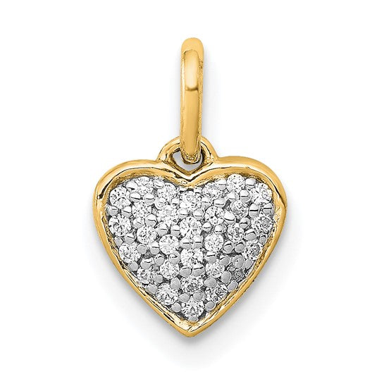 14k 1/10 carat Pave Diamond Heart Pendant