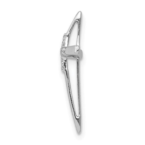 14k White Gold .03 carat Diamond Cross Chain Slide