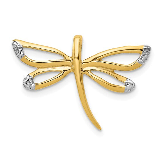 14k Diamond with Rhodium Accent Dragonfly Chain Slide