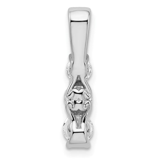 14k White Gold 1 carat Lab Grown Diamond VS/SI+ G+ Three Stone Chain Slide Pendant