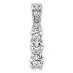 14k White Gold 1 carat Lab Grown Diamond VS/SI+ G+ Three Stone Chain Slide Pendant