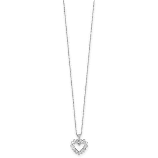 14K White Gold 1/2 Carat Lab Grown Diamond Heart Pendant Necklace – 18"