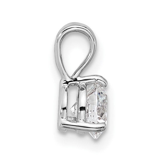 14k White Gold 1/4 carat Lab Grown Diamond VS/SI+ G+ Three Prong Complete Solitaire Pendant