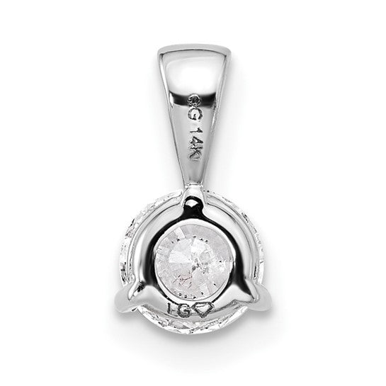 14k White Gold 1 carat Lab Grown Diamond VS/SI+ G+ Three Prong Complete Solitaire Pendant