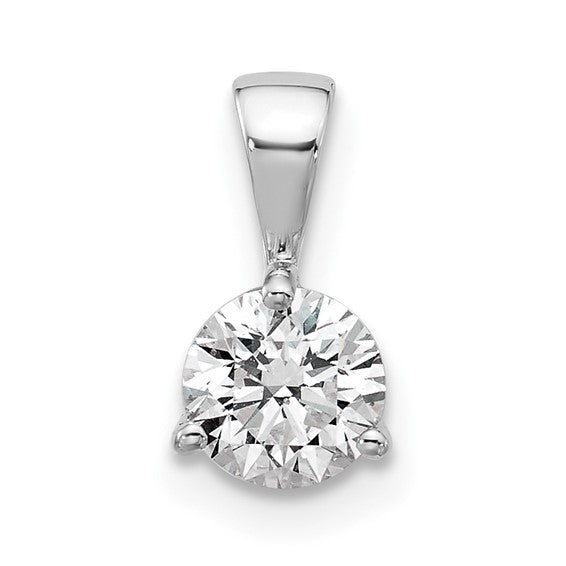 14k White Gold 1/4 carat Lab Grown Diamond VS/SI+ G+ Three Prong Complete Solitaire Pendant