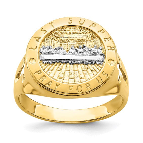 14K with Rhodium The Last Supper Men's Ring