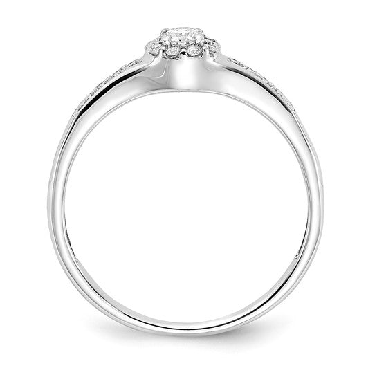 10k White Gold Two Hearts Diamond Eng Ring