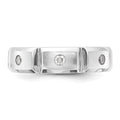 10K White Gold Polished and Brushed Ridged Diamond Band