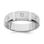 10K White Gold Polished and Brushed Ridged Diamond Band
