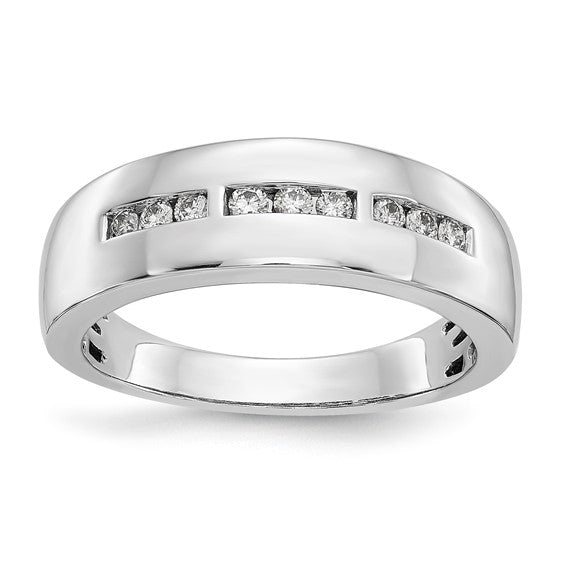10K White Gold Polished Diamond Men's Band