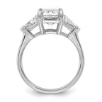 14K White Gold 3 5/8 carat Certified Lab Grown Diamond VS/SI+ G+ Radiant and Triangle Complete Three Stone Engagement Ring