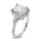 14K White Gold 3 5/8 carat Certified Lab Grown Diamond VS/SI+ G+ Radiant and Triangle Complete Three Stone Engagement Ring