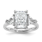 14K White Gold 3 5/8 carat Certified Lab Grown Diamond VS/SI+ G+ Radiant and Triangle Complete Three Stone Engagement Ring