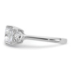 14K White Gold 4 carat Certified Lab Grown Diamond VS/SI+ G+ Cushion and Triangle Complete Three Stone Engagement Ring