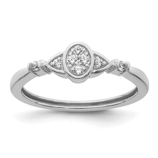 14k White Gold Complete Diamond Cluster Oval Engagement Ring