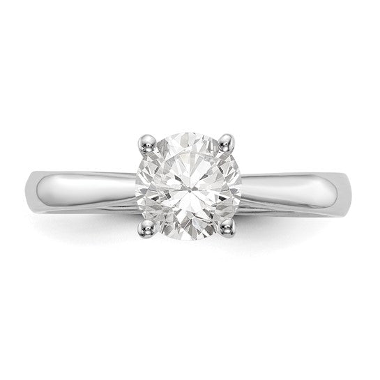 14k White Gold 1 carat (6.50 mm) 4-Prong with Heart Round Solitaire Engagement Ring Mounting