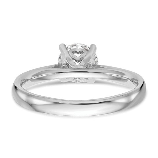 14k White Gold 1 carat (6.50 mm) 4-Prong with Heart Round Solitaire Engagement Ring Mounting