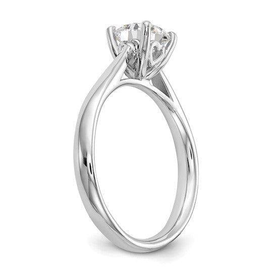 14k White Gold 1 carat (6.50 mm) 4-Prong with Heart Round Solitaire Engagement Ring Mounting