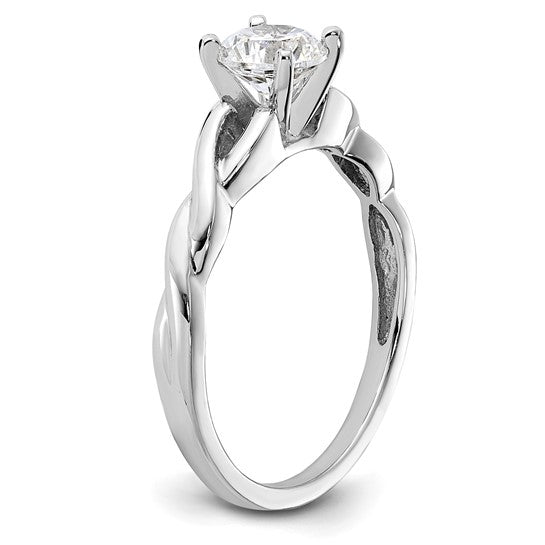 14k White Gold 1/2 carat Lab Grown Diamond VS/SI+ G+ Complete Round Solitaire Engagement Ring