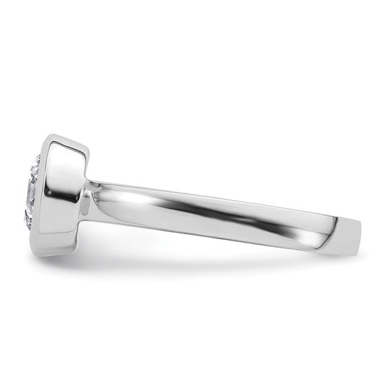 14k White Gold 2 carat (8.20 mm) Bezel Round Solitaire Engagement Ring Mounting