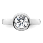 14k White Gold 2 carat (8.20 mm) Bezel Round Solitaire Engagement Ring Mounting