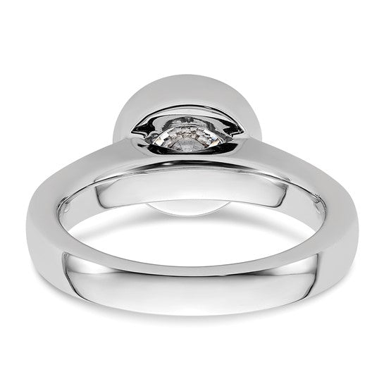 14k White Gold 2 carat (8.20 mm) Bezel Round Solitaire Engagement Ring Mounting