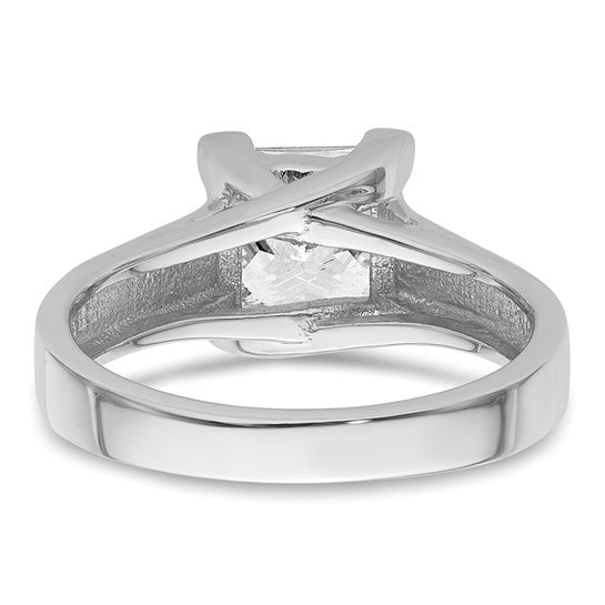 14k White Gold 2 carat (7.00mm) V-End Square Princess Solitaire Engagement Ring Mounting