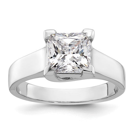 14k White Gold 2 carat (7.00mm) V-End Square Princess Solitaire Engagement Ring Mounting