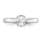 14k White Gold 1 carat (7x5mm) 4-Prong Oval Solitaire Engagement Ring Mounting